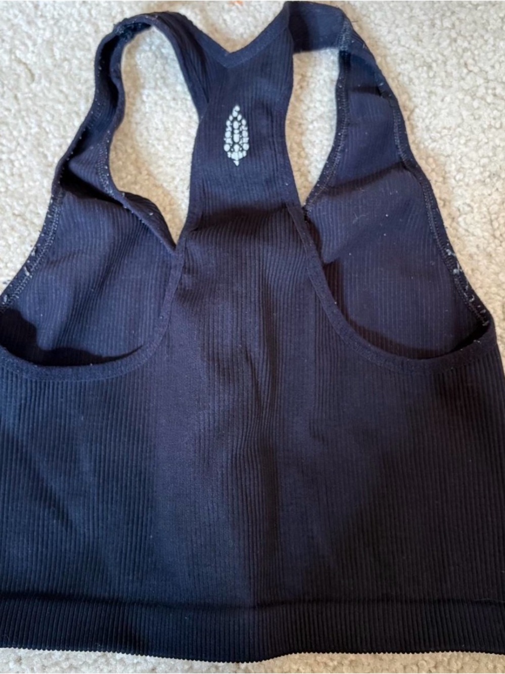 Free People Black Ribbed Racerback Tank